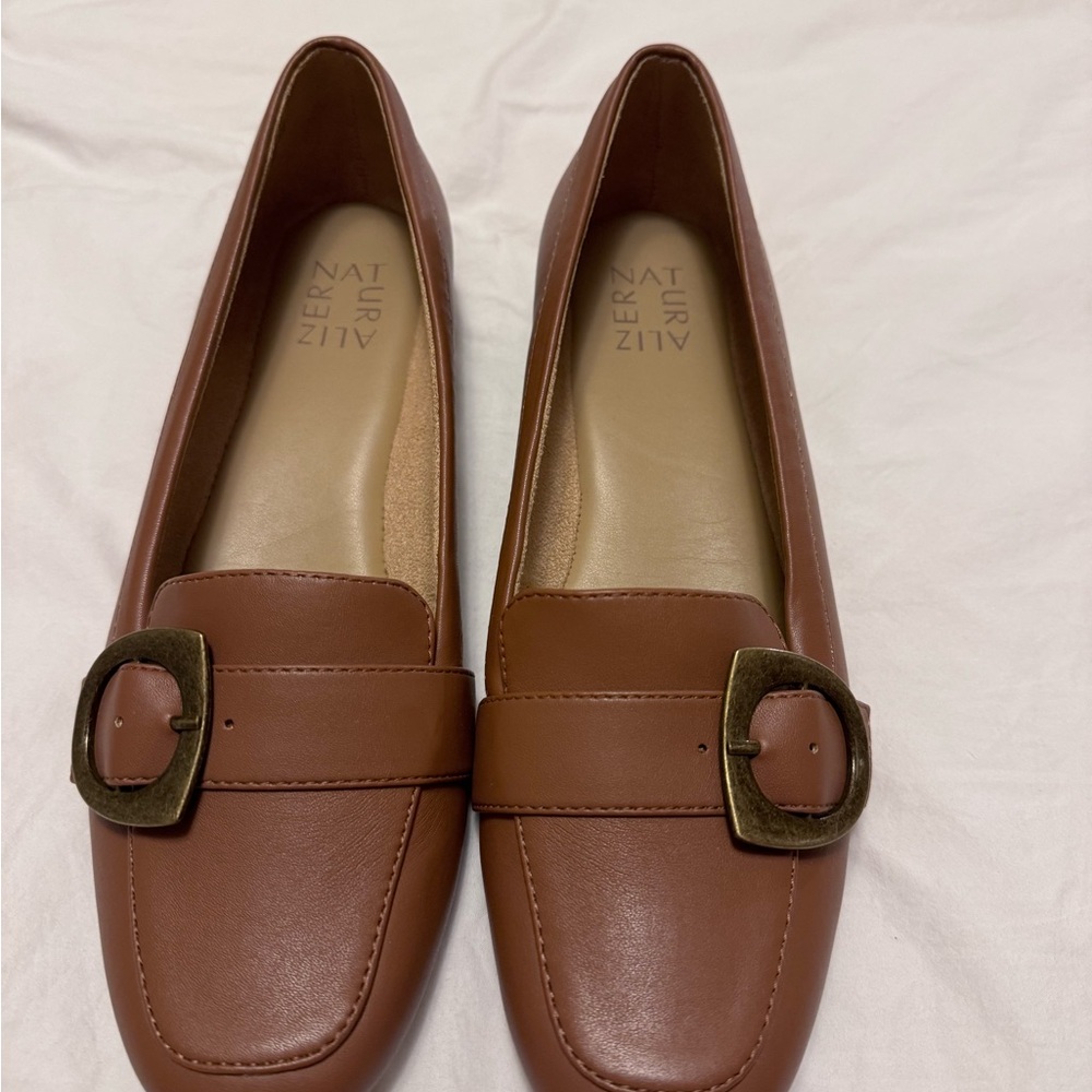 Naturalizer Brown Leather Loafers with Buckle